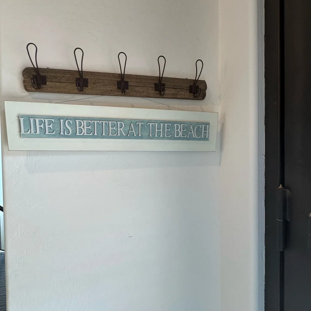Life Is Better at the Beach Coastal Wall Sign light blue EUC